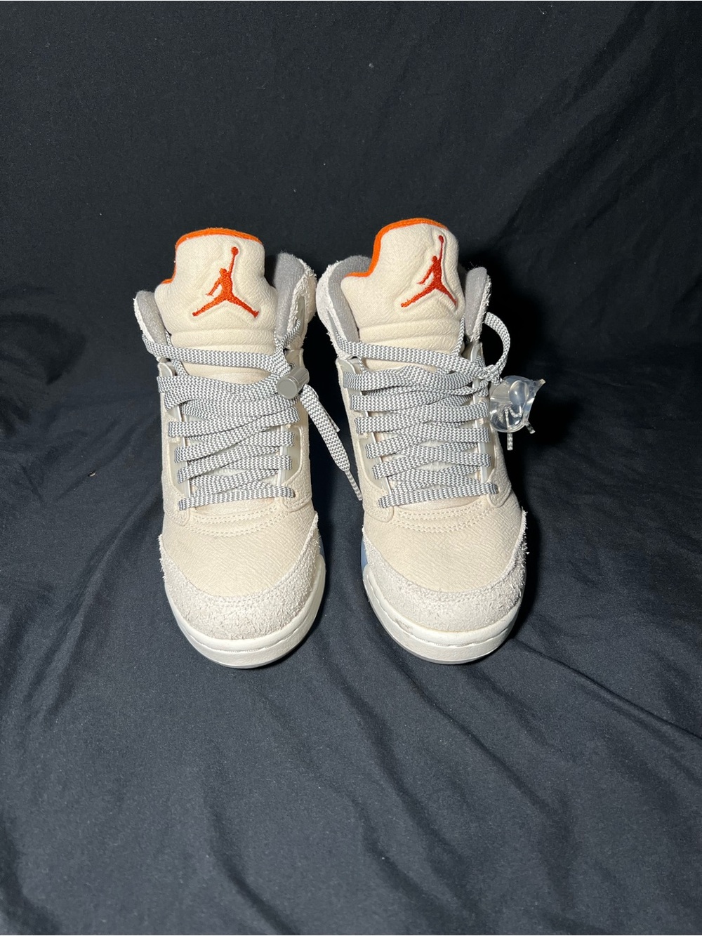 Jordan High-Top Sneakers in Cream with Orange Jumpman